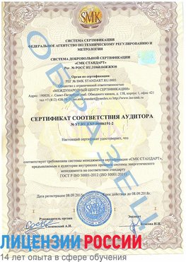 Образец сертификата соответствия аудитора №ST.RU.EXP.00006191-2 Белая Калитва Сертификат ISO 50001