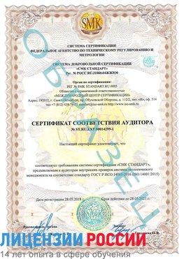 Образец сертификата соответствия аудитора №ST.RU.EXP.00014299-1 Белая Калитва Сертификат ISO 14001
